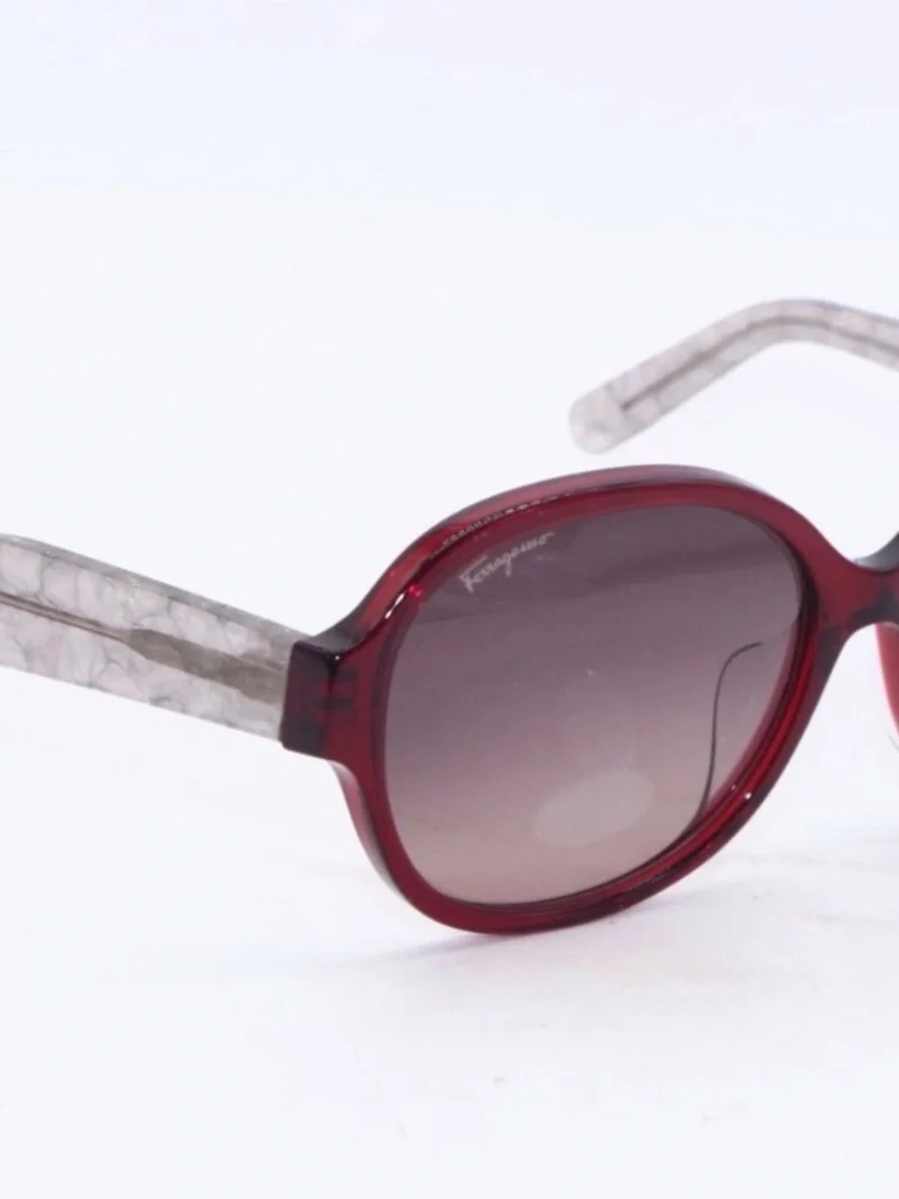Ferragamo NWOT Women's Garnet Round Sunglasses Marble Arms Replacement Case